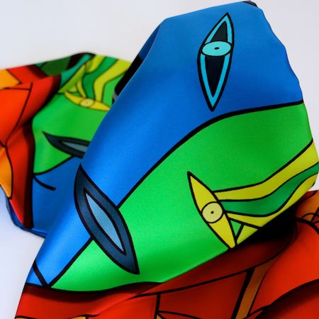 Physical product: silk scarf finished product