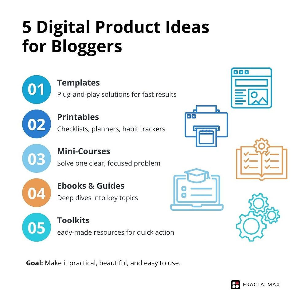 5 Digital Product Ideas for Bloggers Infographic