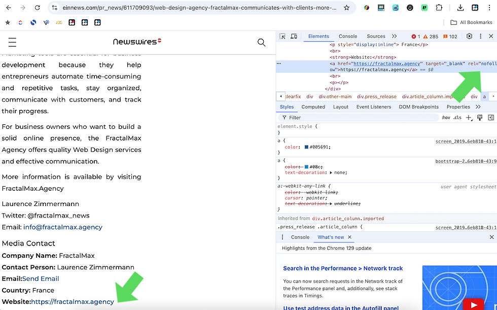 Inspect a web element