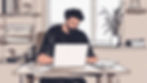 Man working on a laptop at home