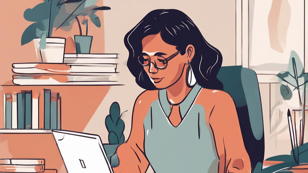 Woman working on the laptop