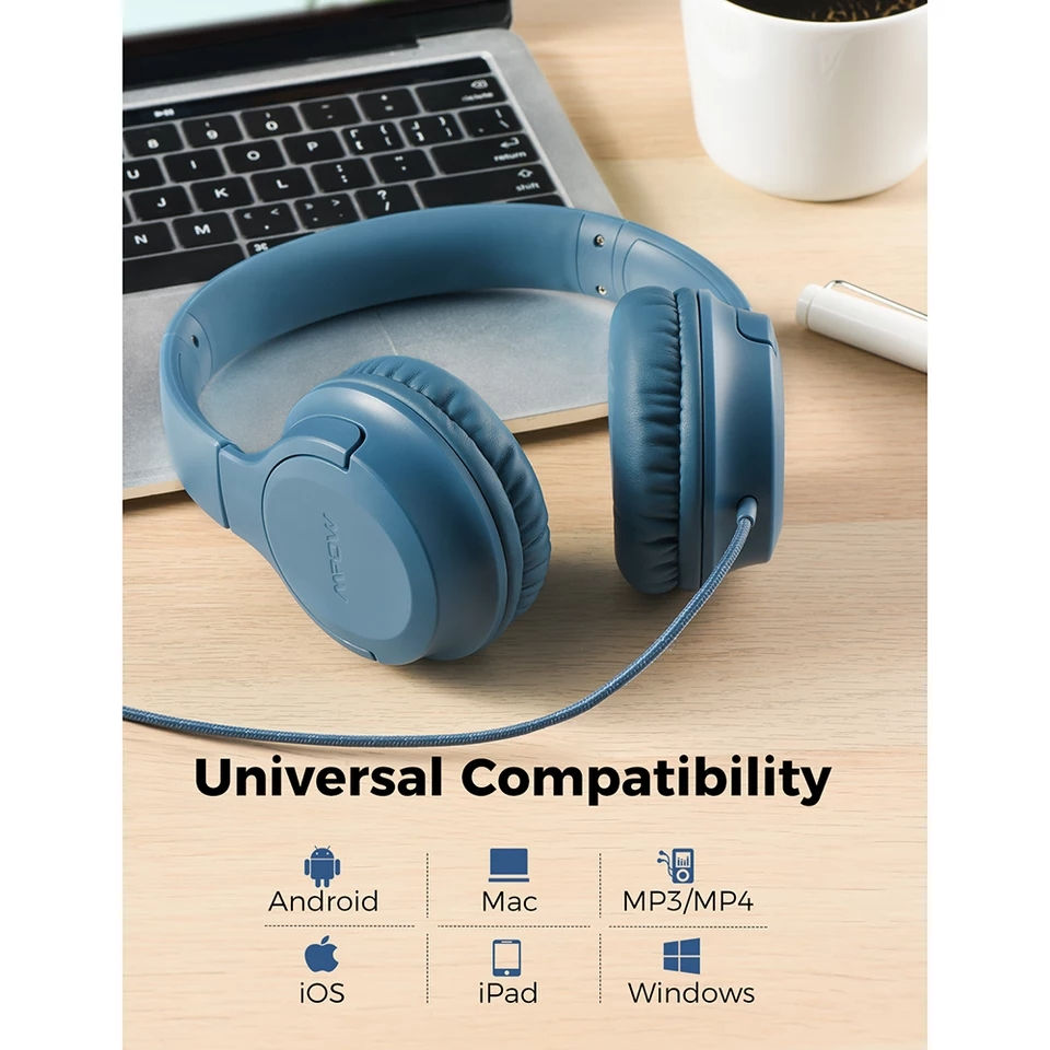 Thumbnail: Mpow CHE2 Kids Headphones 3.5mm Wired Headset with Volume Limit Soft Earmuffs Fo
