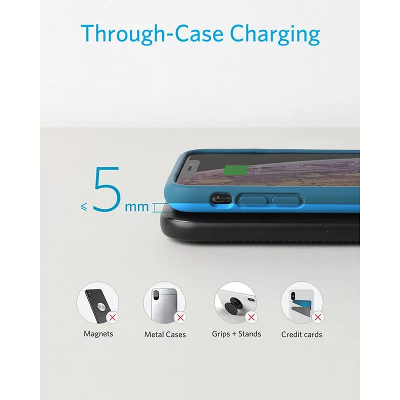 Thumbnail: Anker Wireless Charger, PowerWave Base Pad, Qi-Certified, 7.5W for iPhone 11, 10