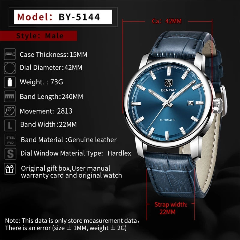 Thumbnail: BENYAR Top Brand Business Automatic Mechanical Men Sports Watch