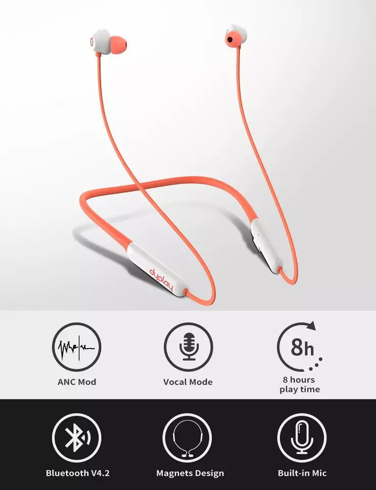 Thumbnail: Dyplay Acitive Noise Cancelling Wireless Neckband Bluetooth Earphones