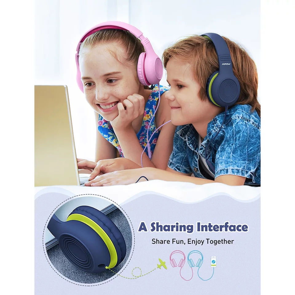 Thumbnail: Mpow CH6 Wired Child Kids Headphones Food Grade Material 85dB Limited Volume
