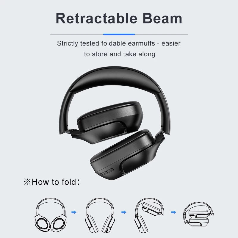 Thumbnail: awei A770BL Bluetooth Headphones Wireless Headset With Mic Foldable HiFi