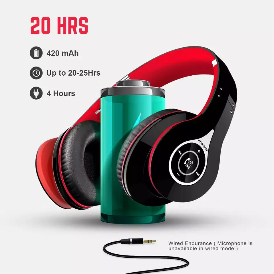 Thumbnail: Mpow Best 059 Headphones Wireless Bluetooth 4.0 Headphone Built-in Mic Soft Earm