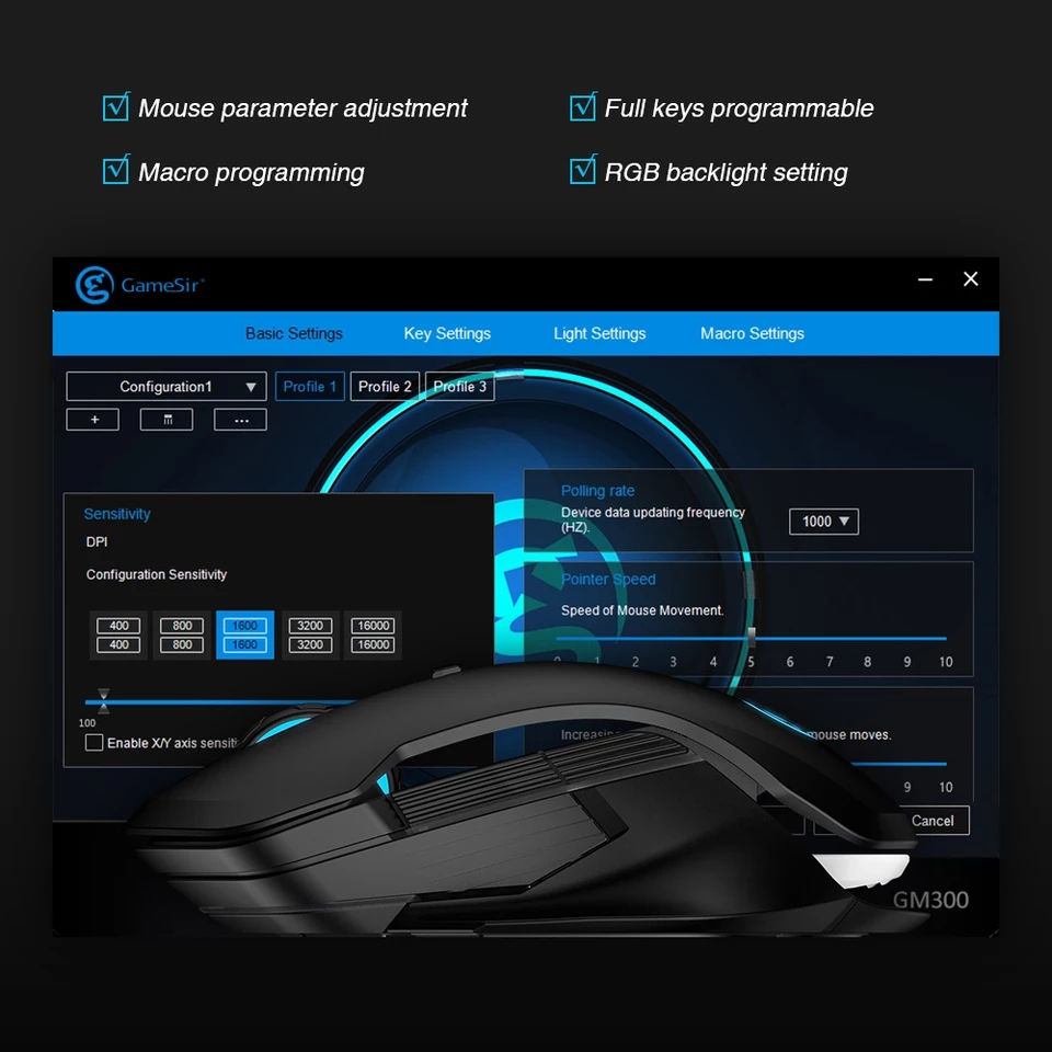 Thumbnail: GameSir GM300 Wireless Gaming Mouse + Mouse Pad, Built-in Omron Mechanical