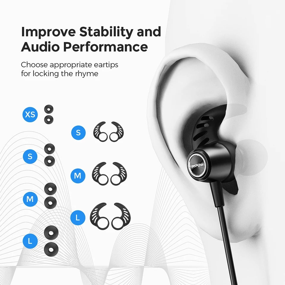 Thumbnail: Mpow S16 Bluetooth 5.0 Earphones Wireless Headphones with Mic 12H Playtime IPX7