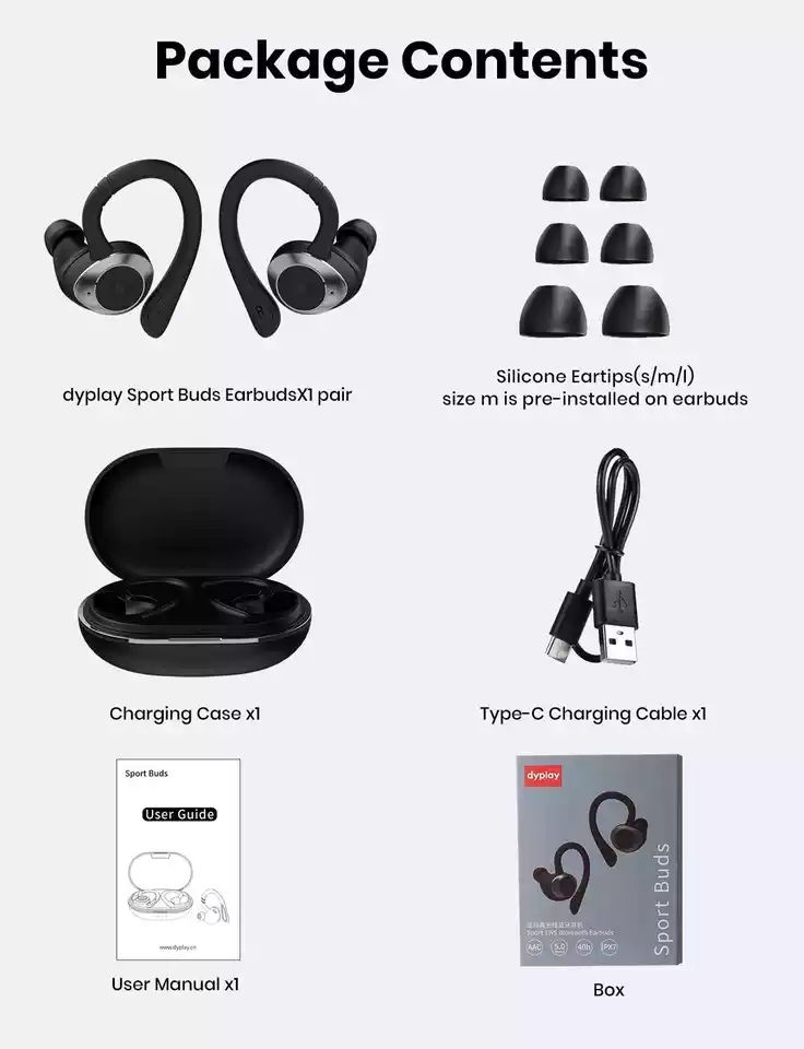 Thumbnail: Dyplay TWS In-Ear Earbuds Wireless Bluetooth 5.0 Earphones Sport Buds Headphones