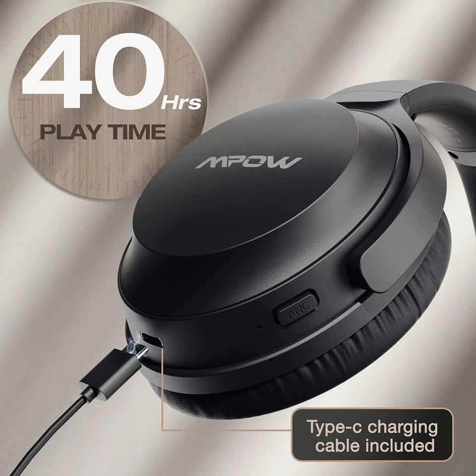 Thumbnail: Mpow H12 IPO Active Noise Cancelling Headphones 40h Playtime CVC 8.0 Mic Bluetoo