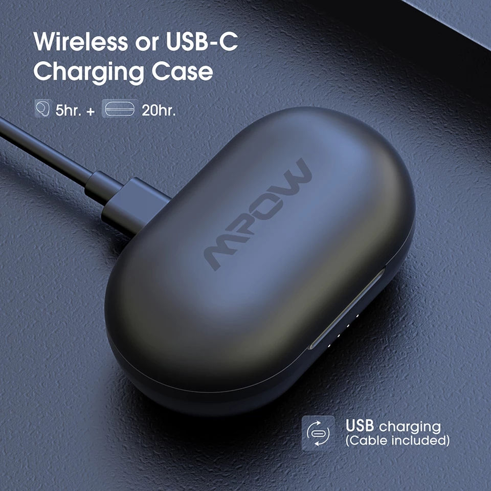 Thumbnail: Mpow M12 TWS True Wireless Earbuds iPX8 Waterproof 25h Playtime USB C Charging B