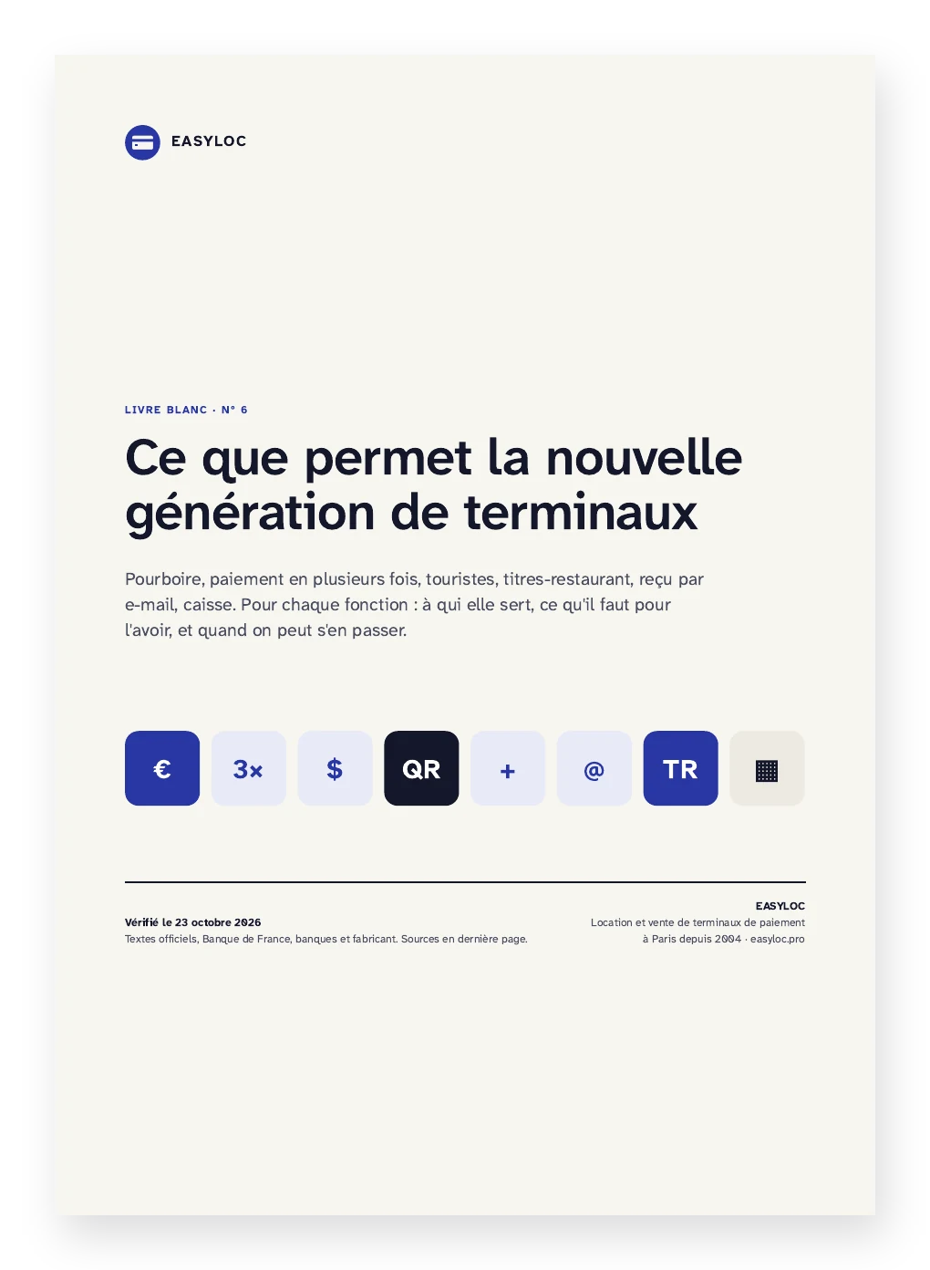 Couverture du guide « Ce que permet la nouvelle génération de terminaux », Easyloc, PDF de 9 pages