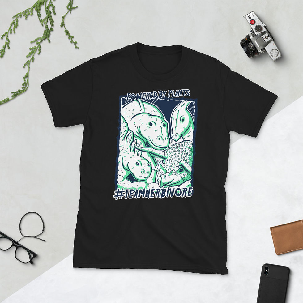 Thumbnail: Team Herbivore Dinosaurs w/ writing Cotton Unisex T-Shirt