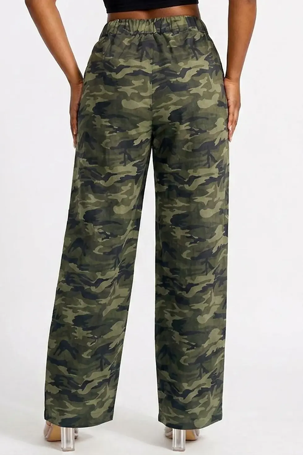 Thumbnail: Camo Wide-Leg Ruffle Pants
