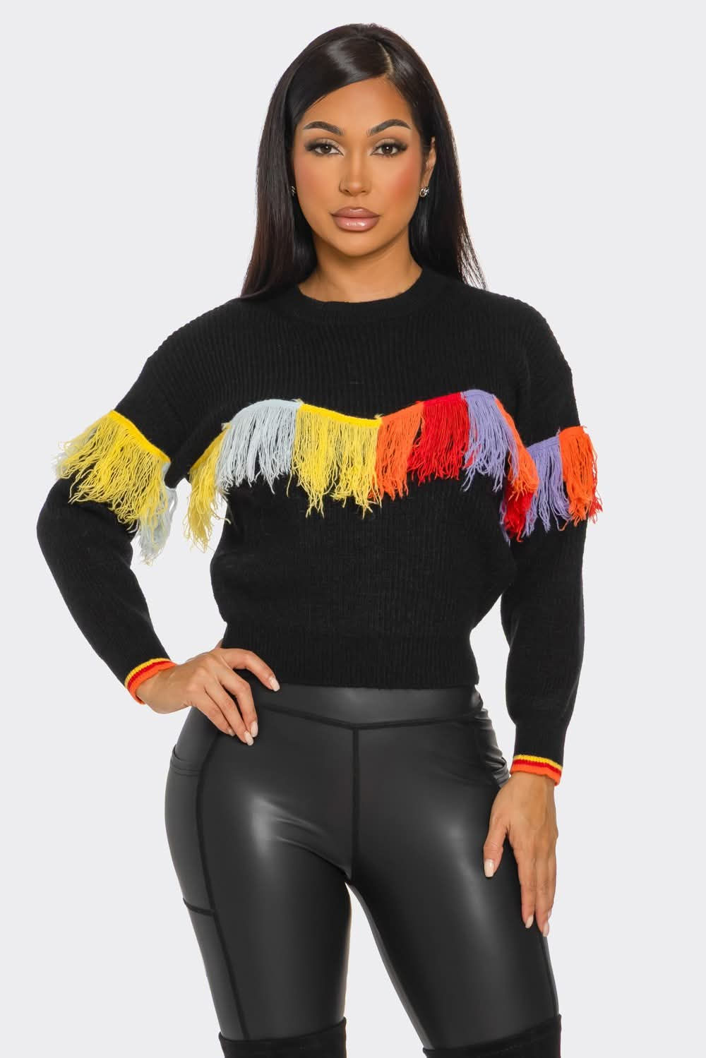 Black Fringe Sweater