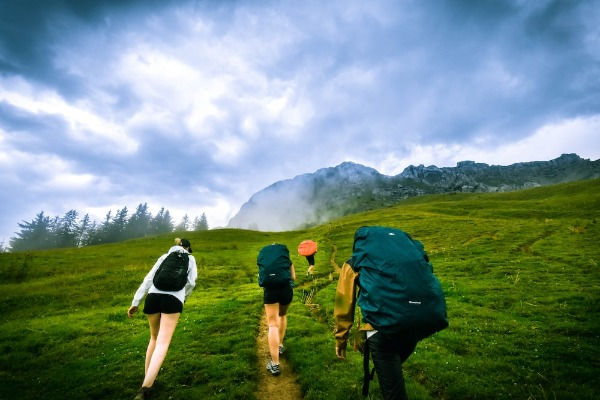 A morning group trek to the hills.