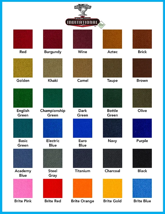Felt Color Chart Thepooltablepro