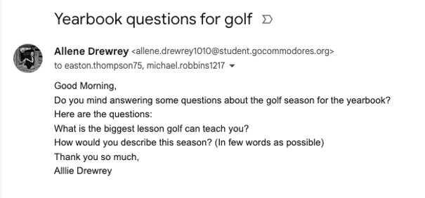 Golf Yearbook Questions