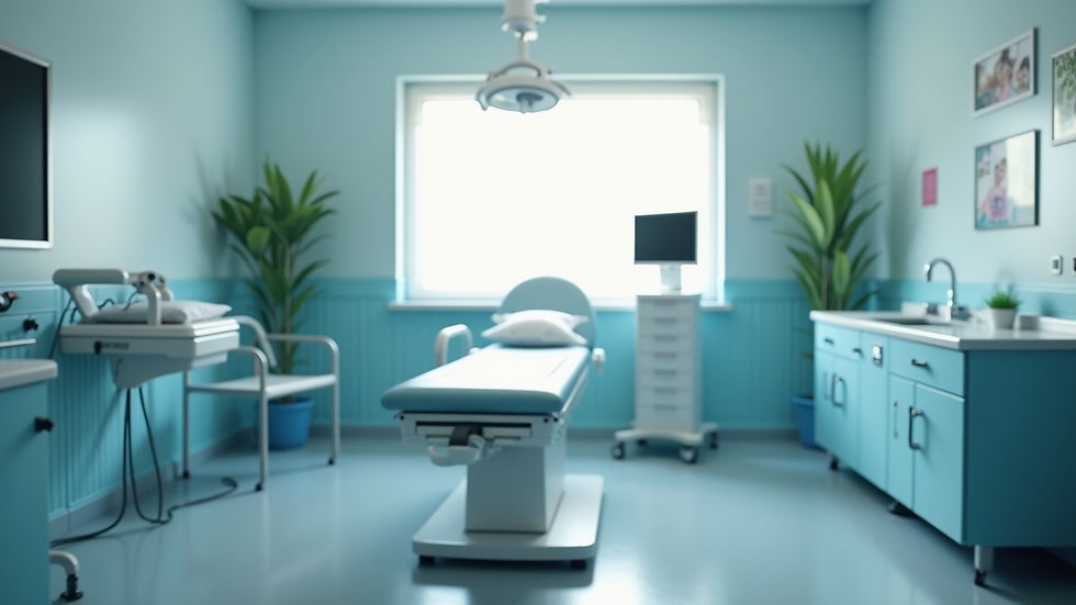 High angle view of a clinic room prepared for pain relief therapy