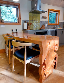 Macrocarpa dining bench home-made by Sean
