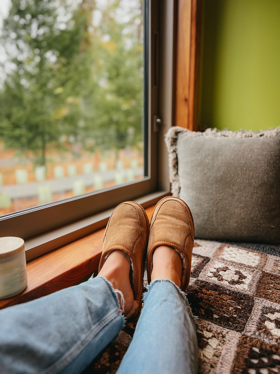 Relaxing in our comfy UGG slippers