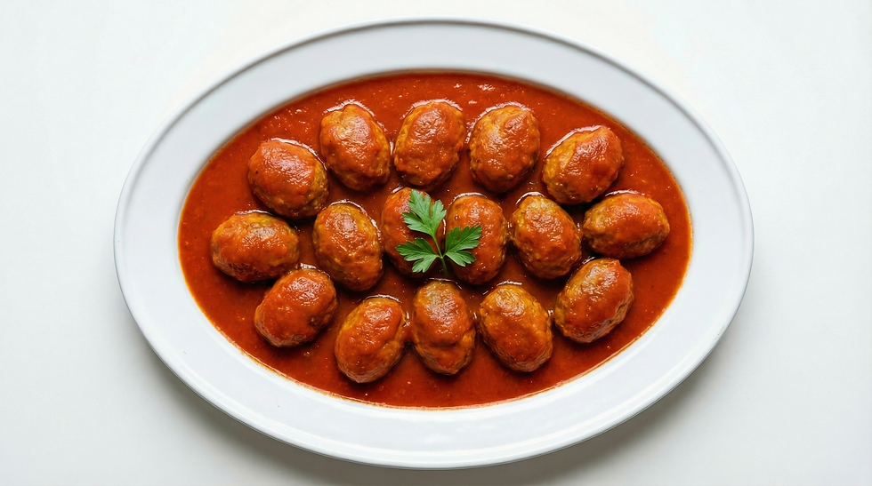 Albondigones de bonito del norte en salsa de sidra en robot de cocina