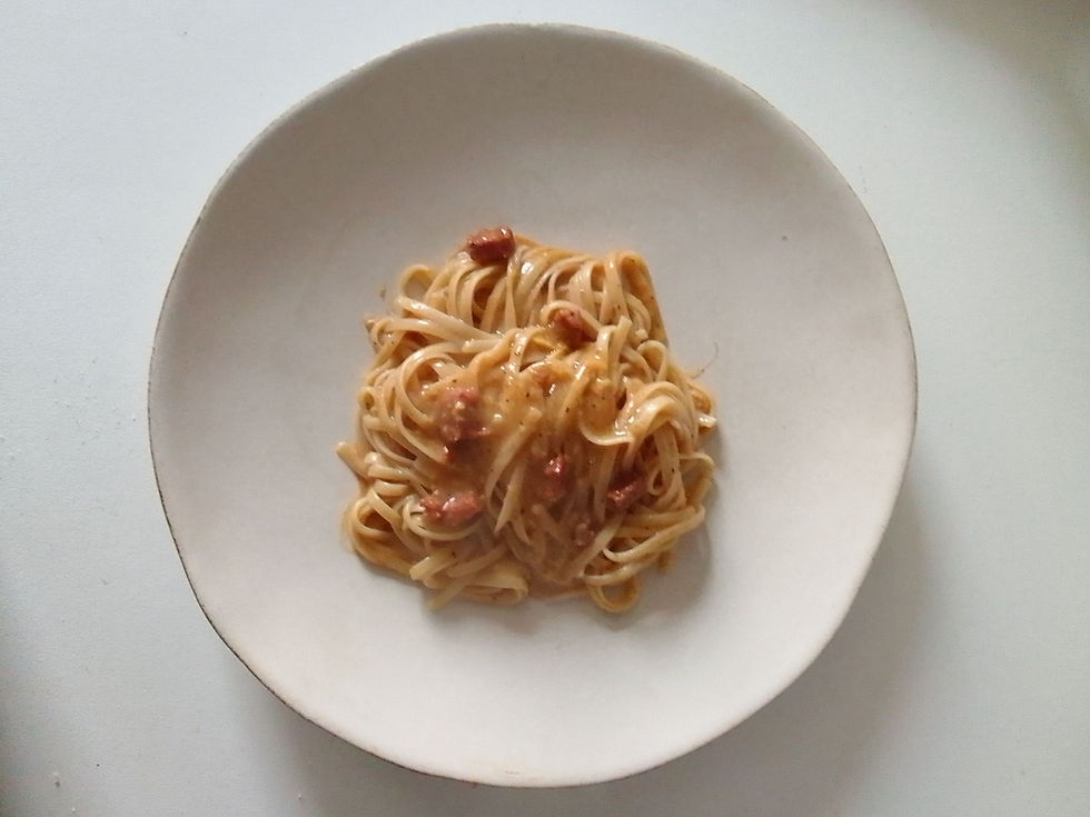 Tallarines con carbonara de chorizo