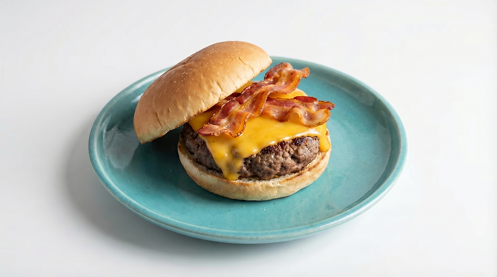 Hamburguesa de queso y bacon en freidora de aire