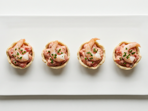 Tartaleta de cocktail de gambas en robot de cocina