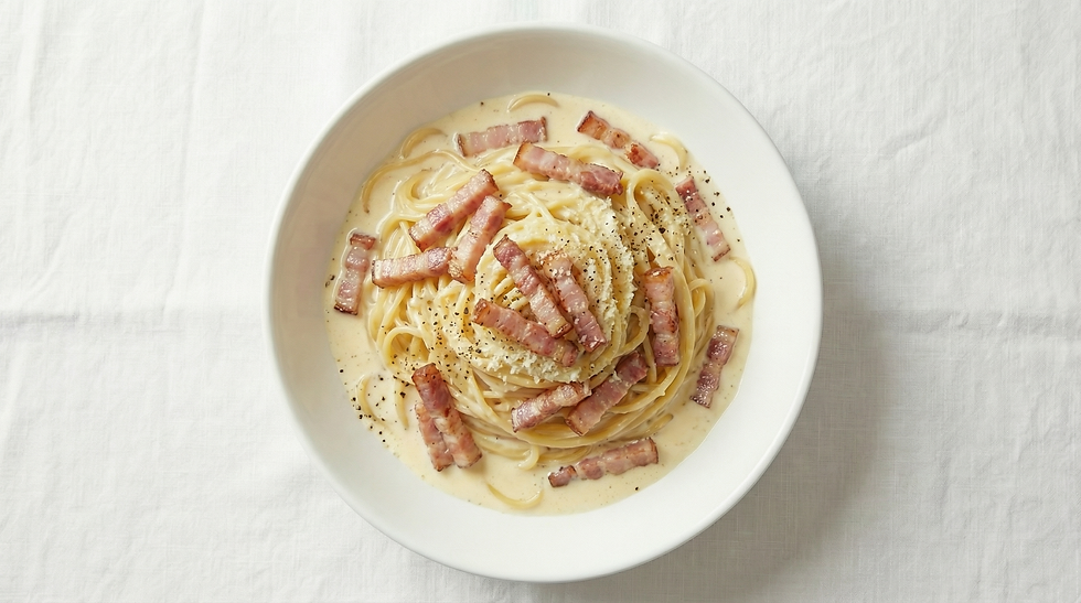 Espaguetis a la nata con panceta en robot de cocina