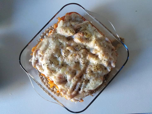 Macarrones con zorza con queso en robot de cocina y freidora de aire