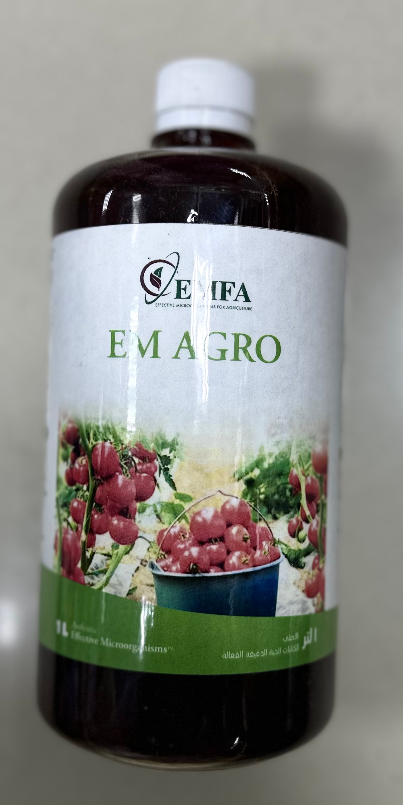 EM Agro microbial liquid fertilizer containing a blend of Effective Microorganisms for soil and plant health improvement