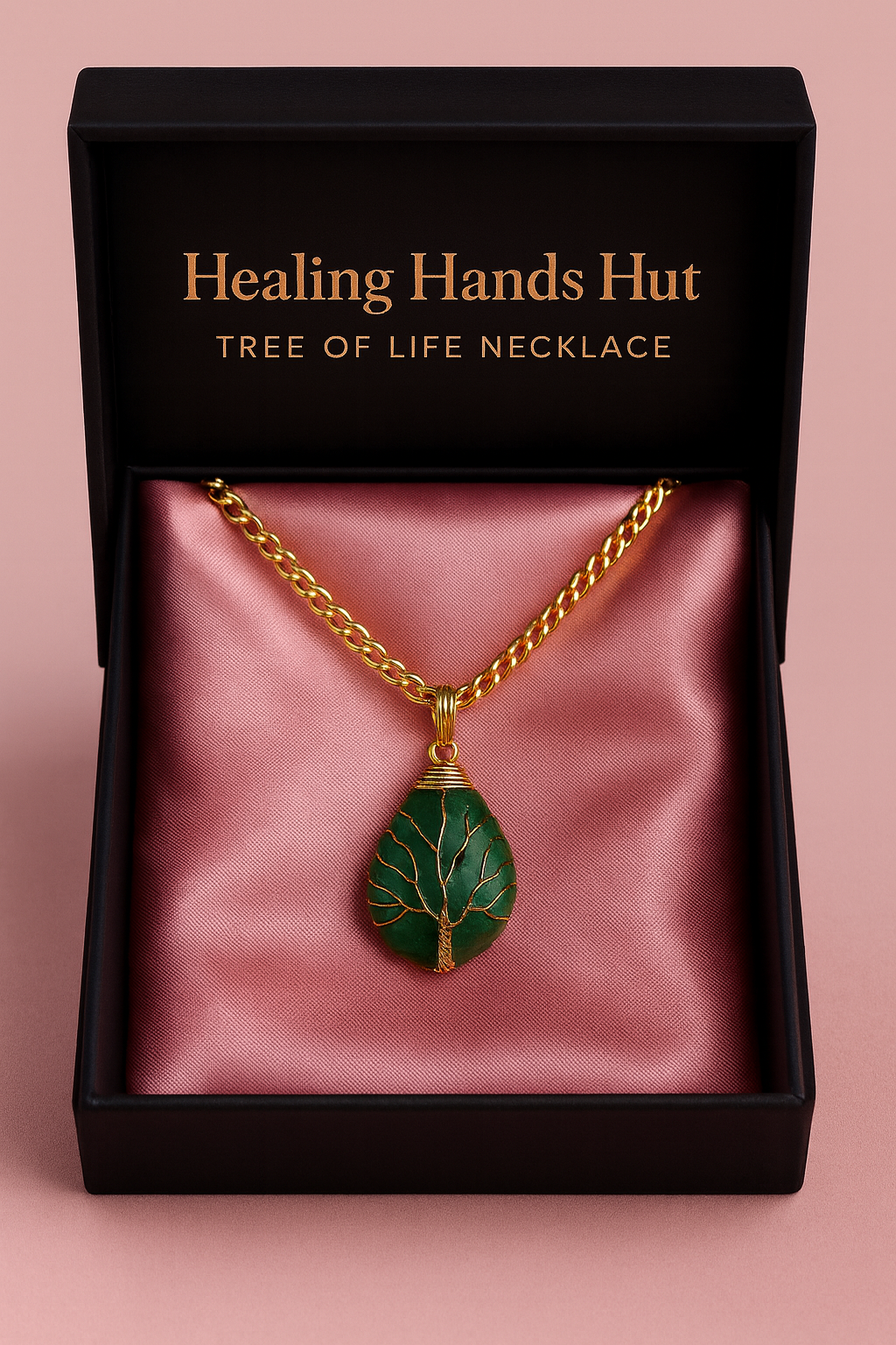 🌙 Healing Hands Hut “Green Aventurine Tree of Life Necklace”