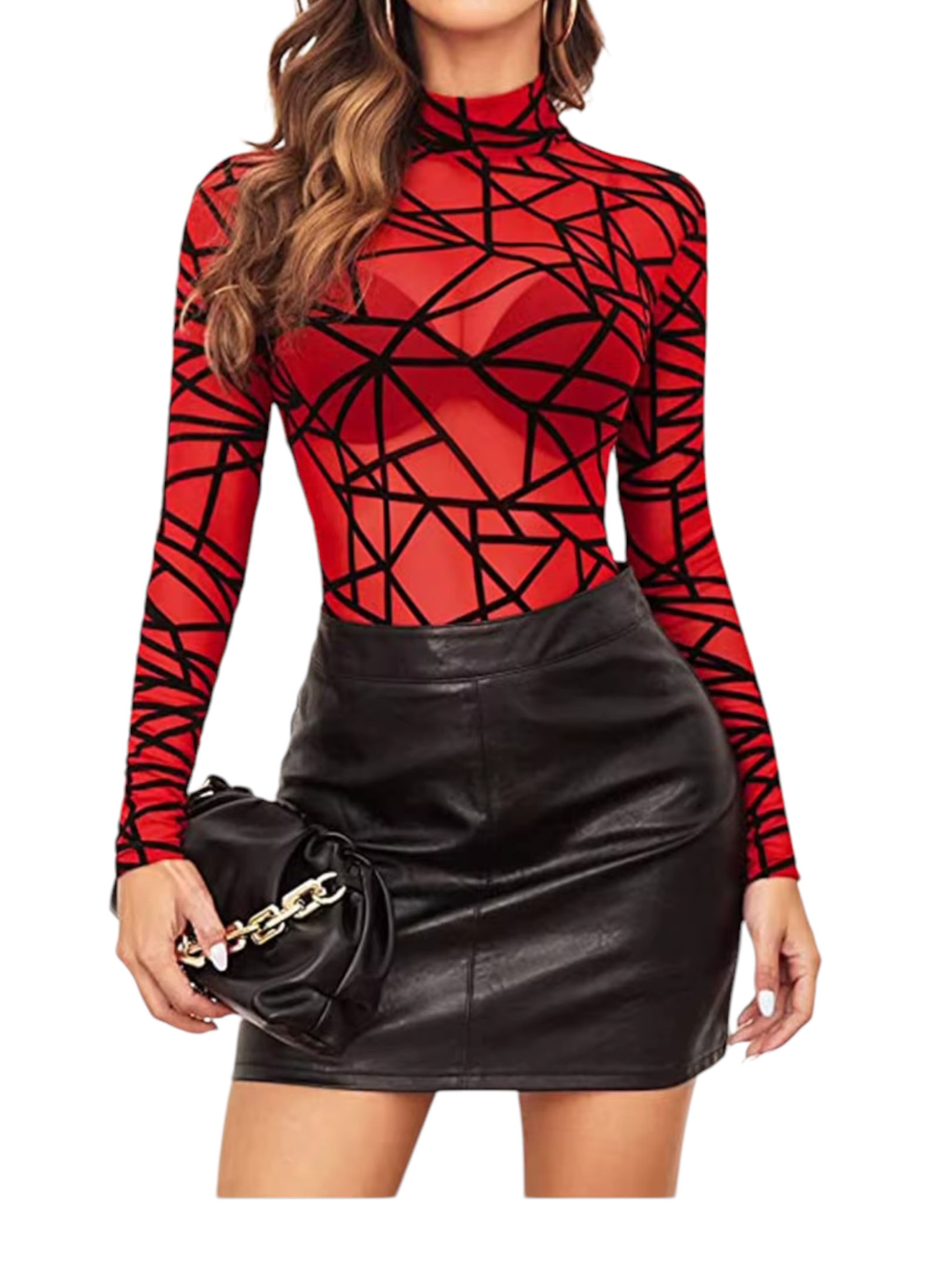 Red/black V.I.P embossed bodysuit