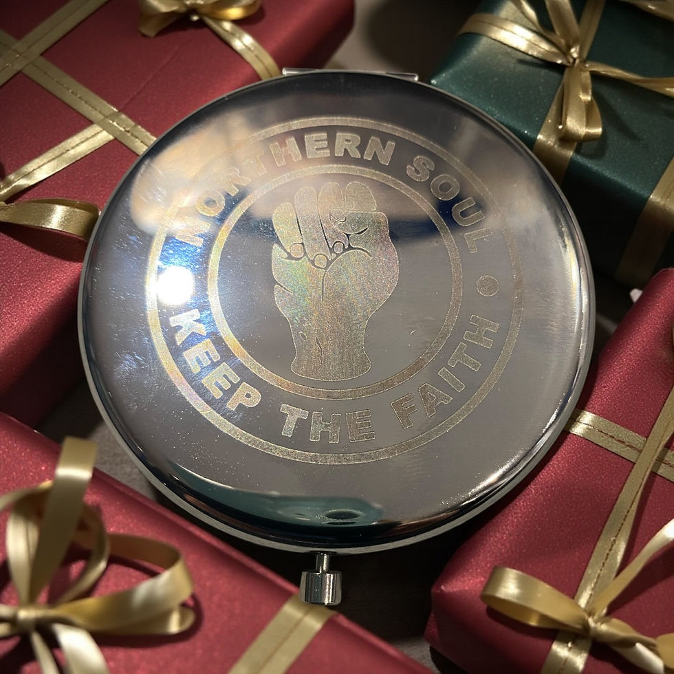 Thumbnail: Silver plated Northern soul KTF mirror compact 