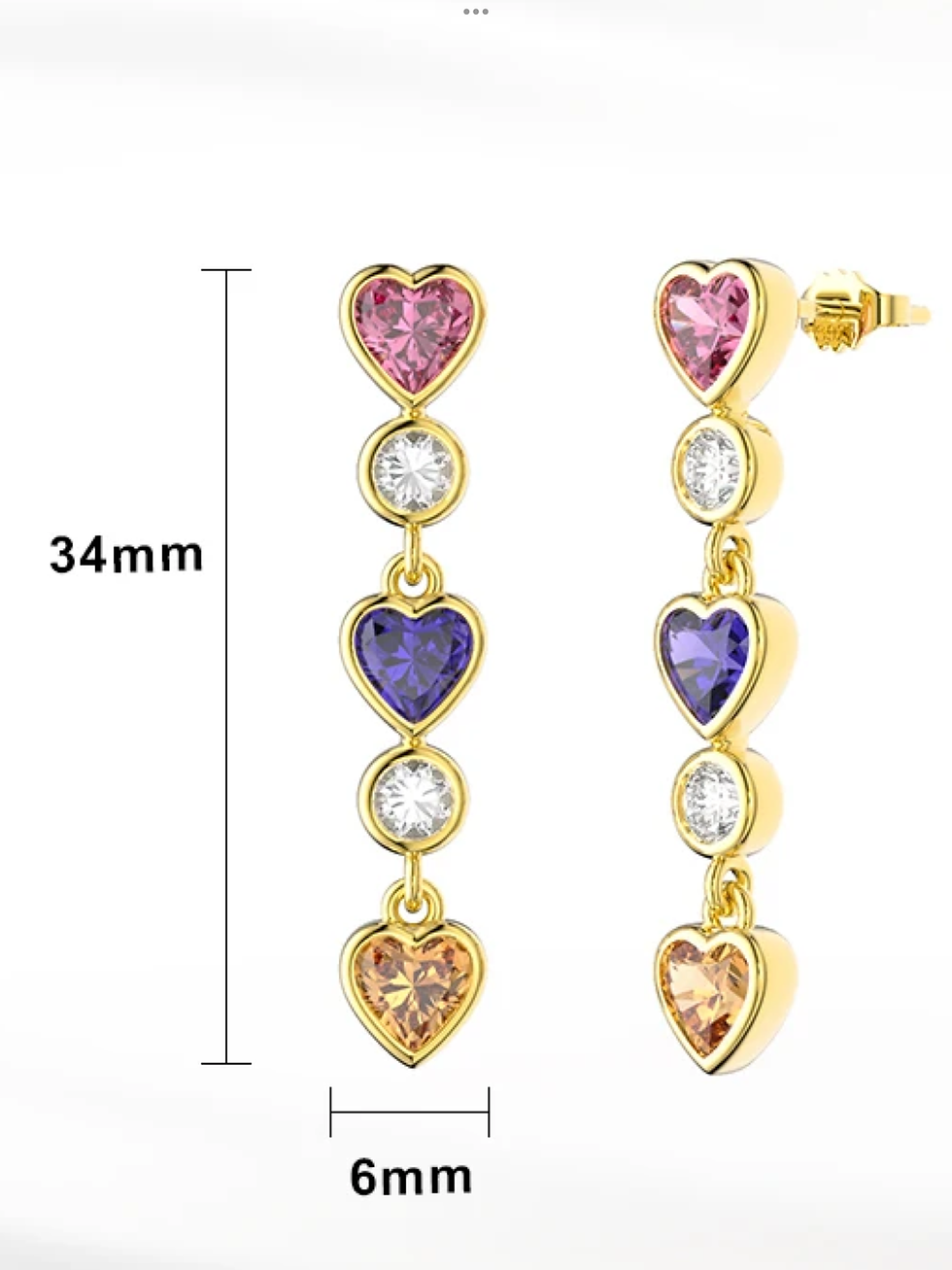 Thumbnail: 14k gold-plated cubic zirconia heart drop earrings