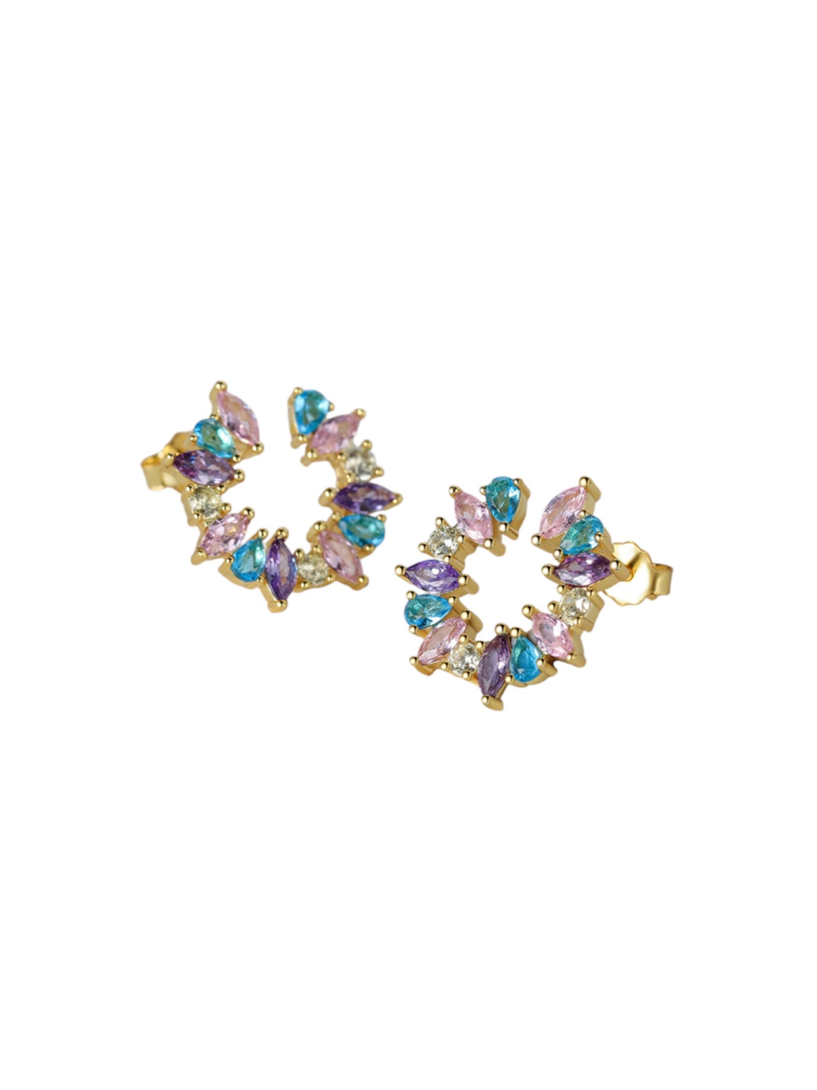 Gold plated coloured cubic zircon stone earrings