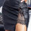Thumbnail: Black Lace Detail Leatherette Skirt