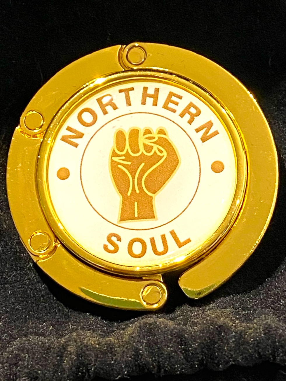 Northern soul handbag hanger & bag/zip pulley gold plated