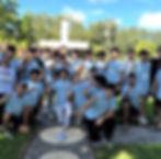 Upperclassmen posing with the 'C' during the Jr/Sr Encounter in September 2025. (Source: Columbus Faith & Mission Campus Ministry)