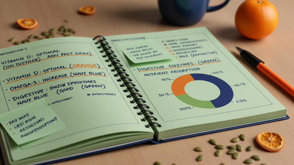 Vue rapprochée d'un carnet de notes avec des résultats de tests nutritionnels