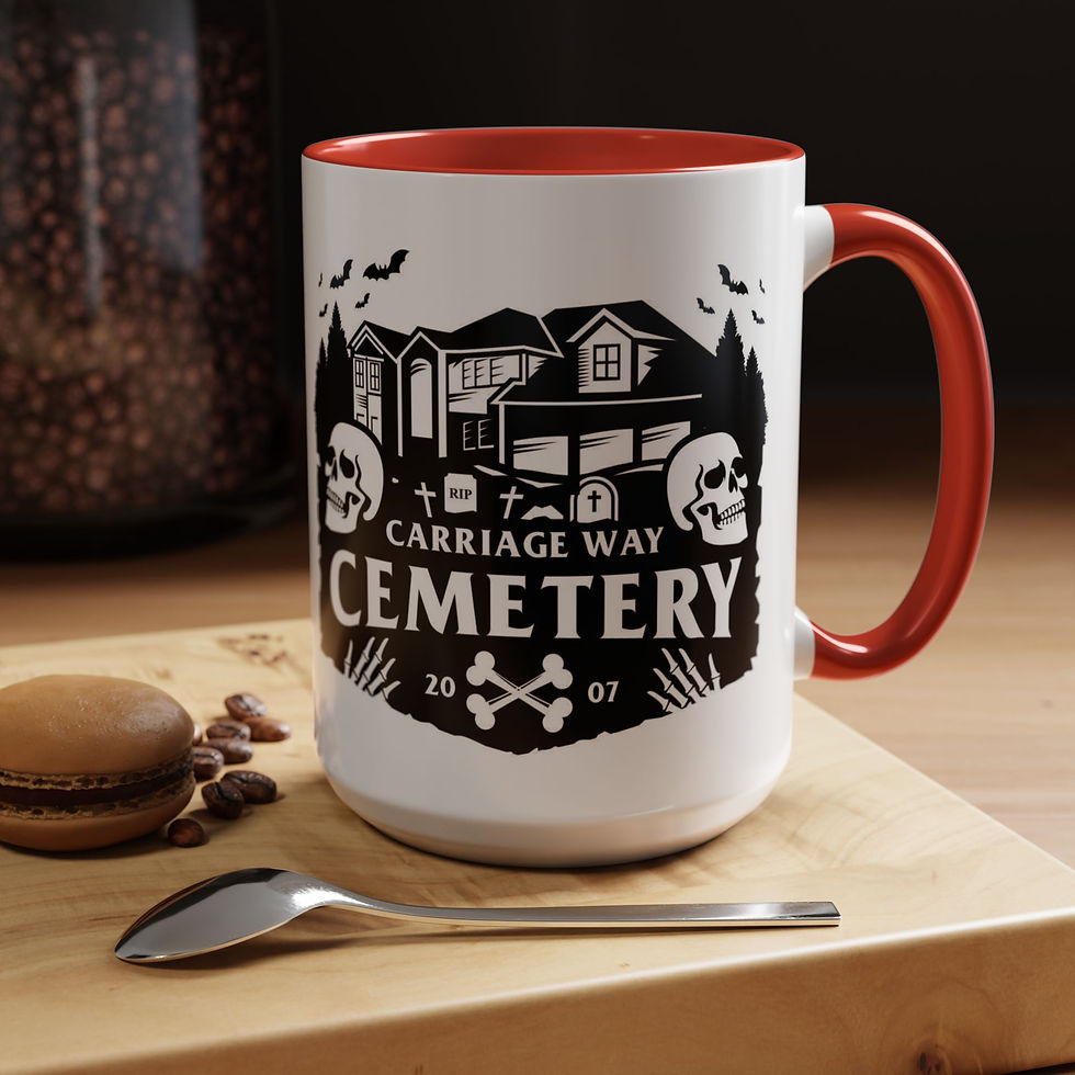 Thumbnail: Haunted AR enabled Cemetery Coffee Mug, Halloween Gift, Horror Decor, Skull