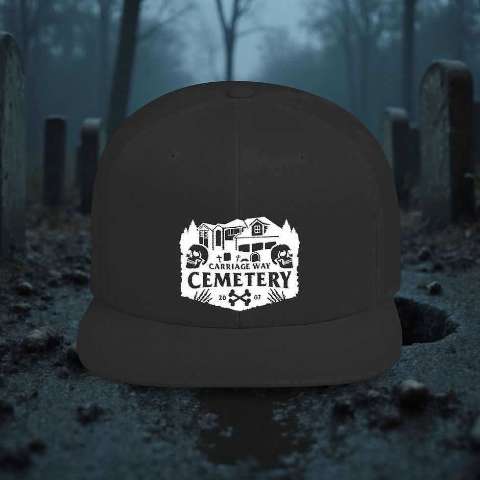 Cemetery Flat Bill Snapback Hat, Gothic Fashion, Halloween Streetwear, Spooky
