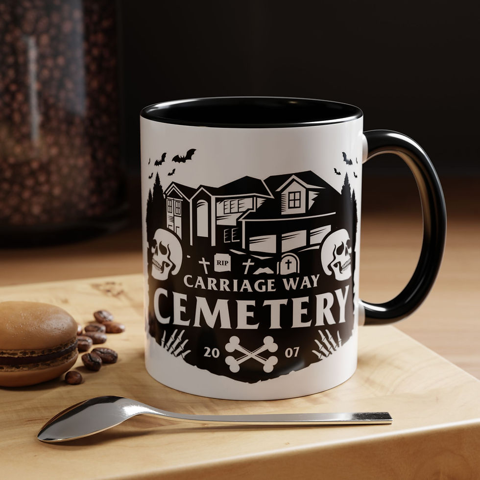 Thumbnail: Haunted AR enabled Cemetery Coffee Mug, Halloween Gift, Horror Decor, Skull