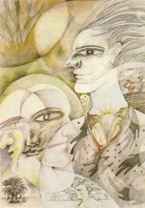 Desenho à lápis de cor