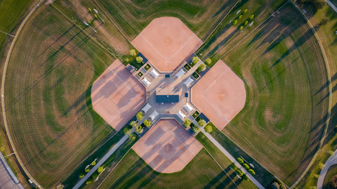 Drone shot of a baseball field