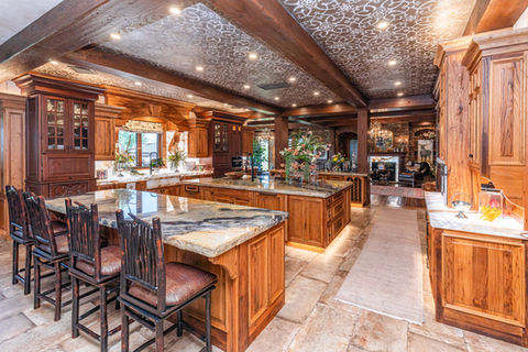 Photo of a kitchen with light up granite counter tops