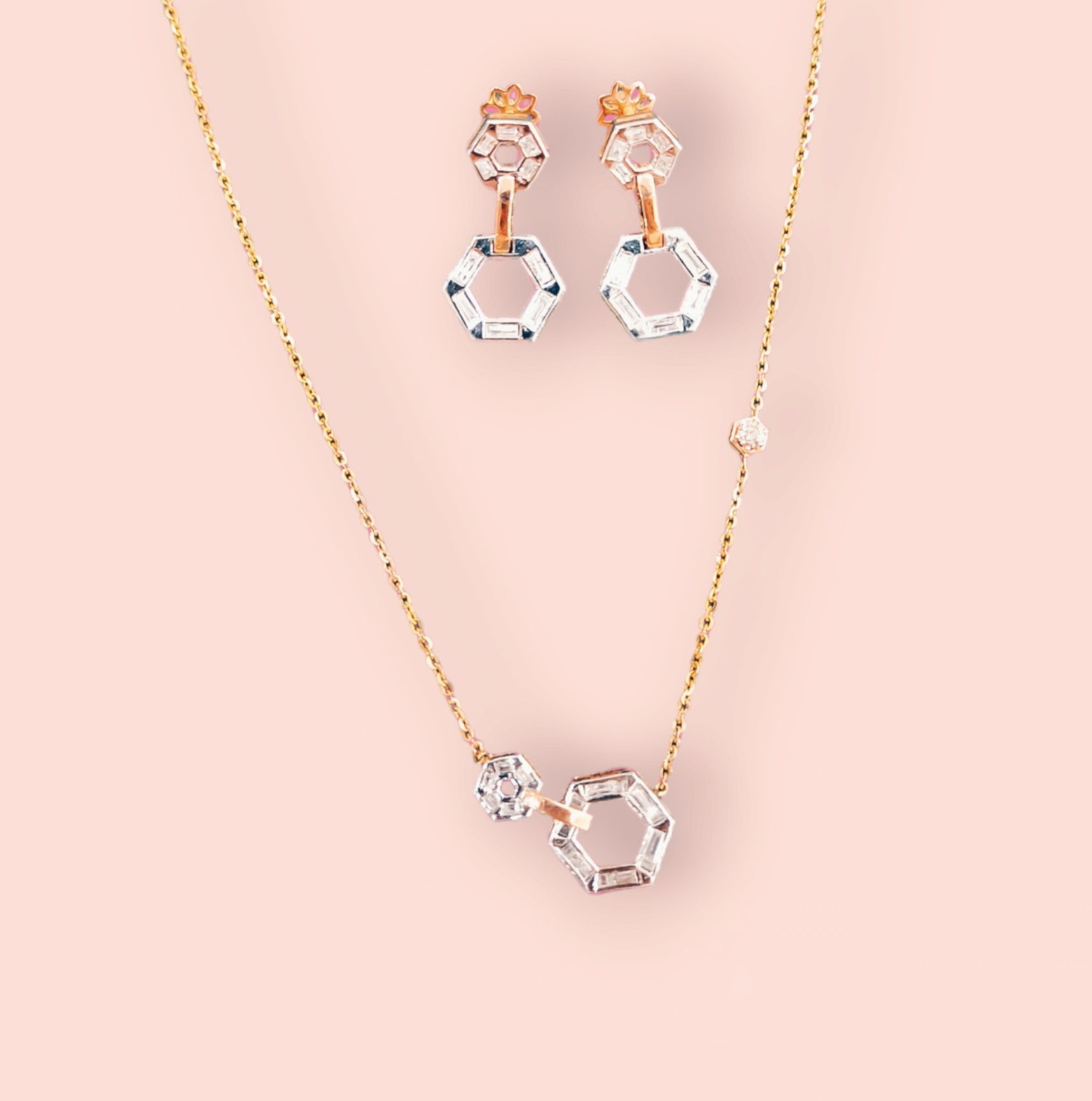 Sublime Enchanting hexagon DIAMOND PENDANT SET_1